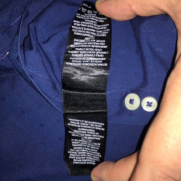 Lauren Ralph Lauren Mens 17 34/35 Blue Slim Fit Stretch Non Iron Button Up Shirt - Picture 8 of 9